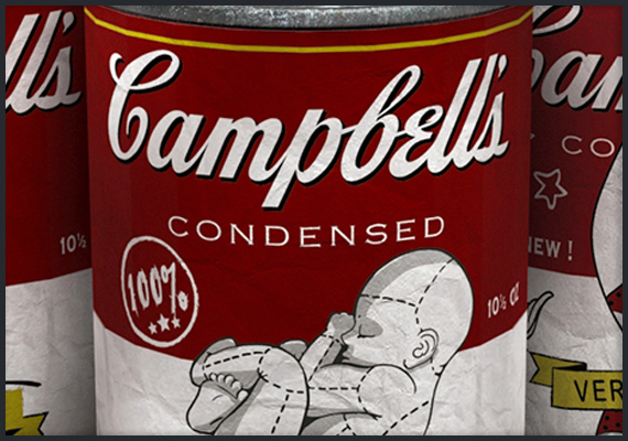 Modelo 3D para presentación de proyecto sobre infografía de packaging. Se usa la marca Campbells con diseño de etiqueta personalizada. Realidazo por David García