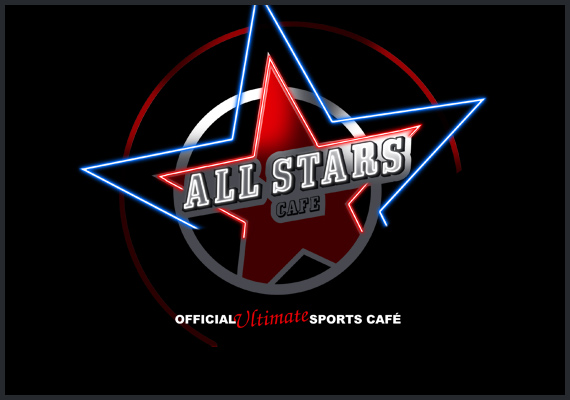 ALL STARS CAFE. Propuesta de nueva imagen y rotulación de fachada para franquicia de Cafés Restaurantes All Stars.